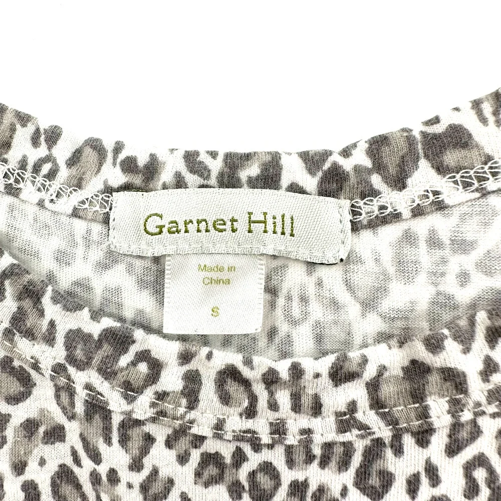 Garnet Hill size small sleeveless tiered dress white gray leopard print‎ cotton